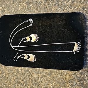 925 silver necklace and earrings with colorful tiny beads